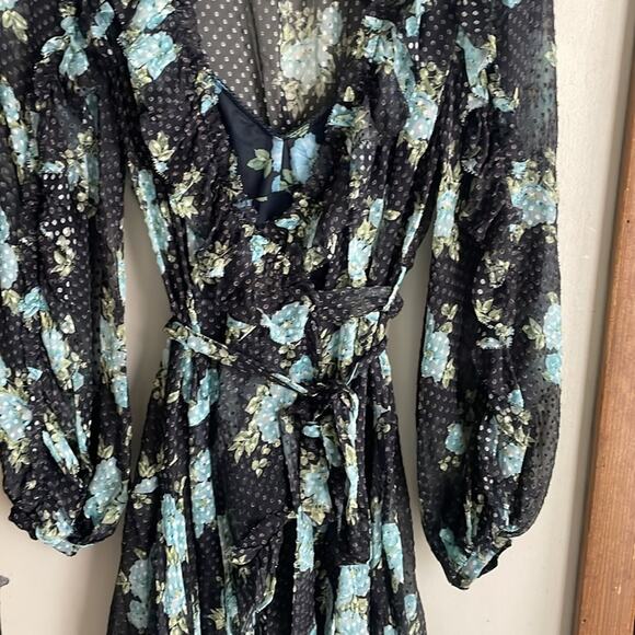 Zimmermann Whitewave Ruffle Wrap Dress In Navy Poppy Floral - Picture 5 of 16